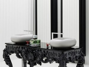 中式+现代浴室柜效果图 混搭就这么个性