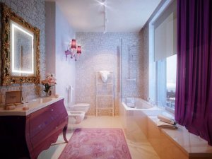 如梦似幻的沐浴之旅 魅力紫色卫浴装修效果图