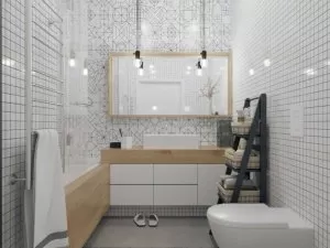 日式原木风格卫生间装修效果图  极致的线条美感