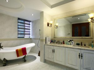 美式复古风格卫生间浴室柜装修效果图   卫生间浴缸图片