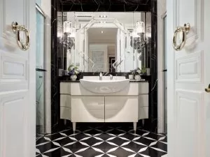 现代风格白色烤漆浴室柜装修效果图   卫生间浴室镜效果图