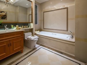 现代风格大卫生间浴室柜效果图 亚克力浴缸装修效果图