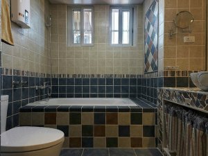 现代风格卫生间瓷砖铺装效果图 卫生间浴缸效果图