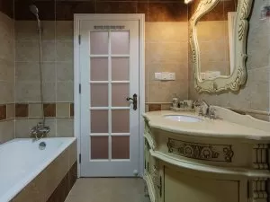 法式新古典系列卫浴装修效果图 实木雕花浴室柜图片