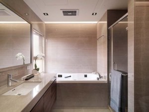 现代风格卫生间实木浴室柜效果图 浴室浴缸图片