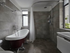 灰色卫生间装修效果图 欧式浴缸图片