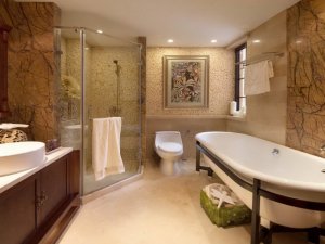 中式卫生间淋浴间装修效果图 卫生间浴缸图片