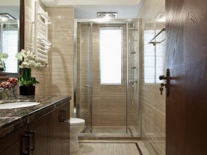 现代卫生间浴室柜装修效果图 浴室玻璃门图片