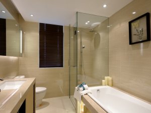 简约设计卫生间装修效果图 玻璃淋浴房图片