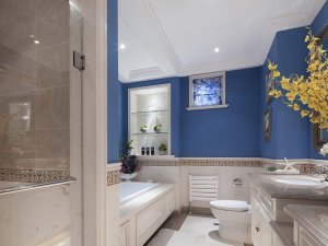 欧式风格卫生间装修效果图 蓝色卫生间设计图片