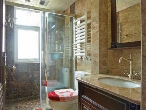 复古风格卫生间浴室柜装修效果图 浴室隔断图片
