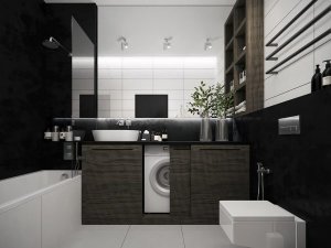 黑色系卫生间装修效果图 木质浴室柜设计图片