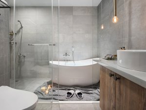 灰色气质卫生间装修效果图 独立浴室设计图