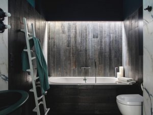 现代小户型卫生间装修设计图片 灰色实木浴室装修效果图