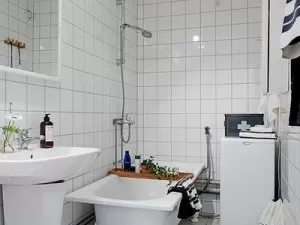 小户型卫生间效果图 个性白色浴缸图片