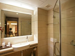 新中式浴室装修效果图 玻璃淋浴房图片