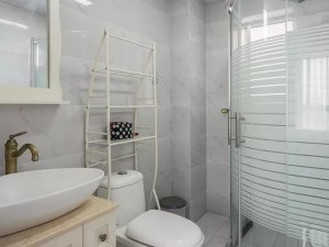 北欧风卫生间效果图 弧形淋浴房图片