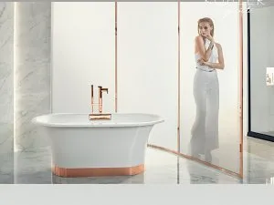科勒卫浴 拂乐1.5米独立式铸铁浴缸(玫瑰金裙边)产品图
